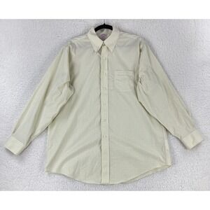 Brooks Brothers Button-Down Shirt Men Large Yellow Plaid Long Sleeve‎ Cotton